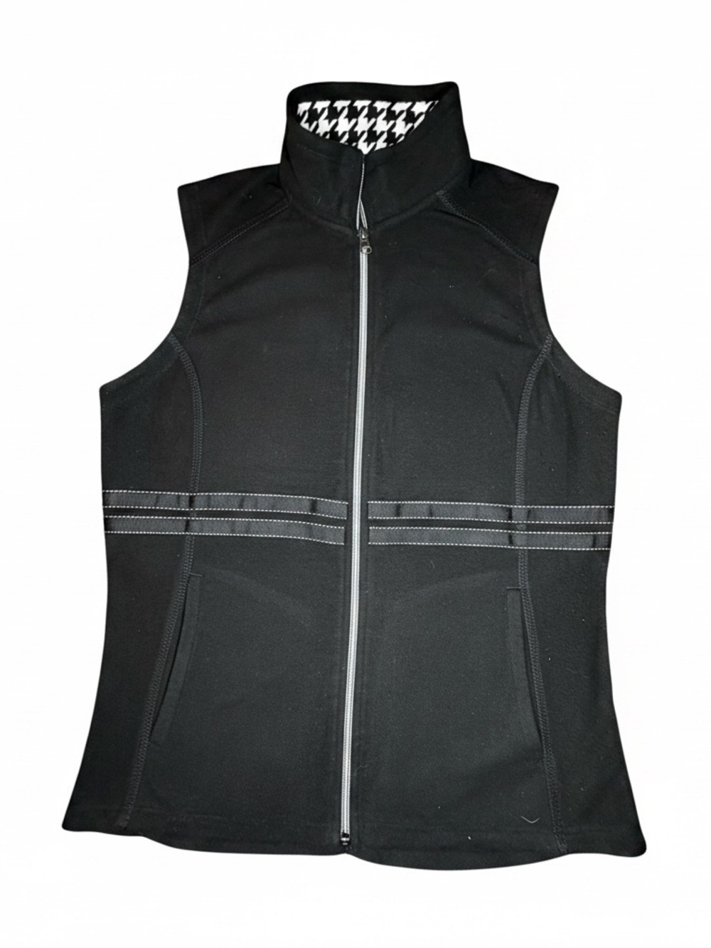 Pearly Vine Women's Black Fleece Zip Vest Detail Sz S Golfcore Athleisure Preppy